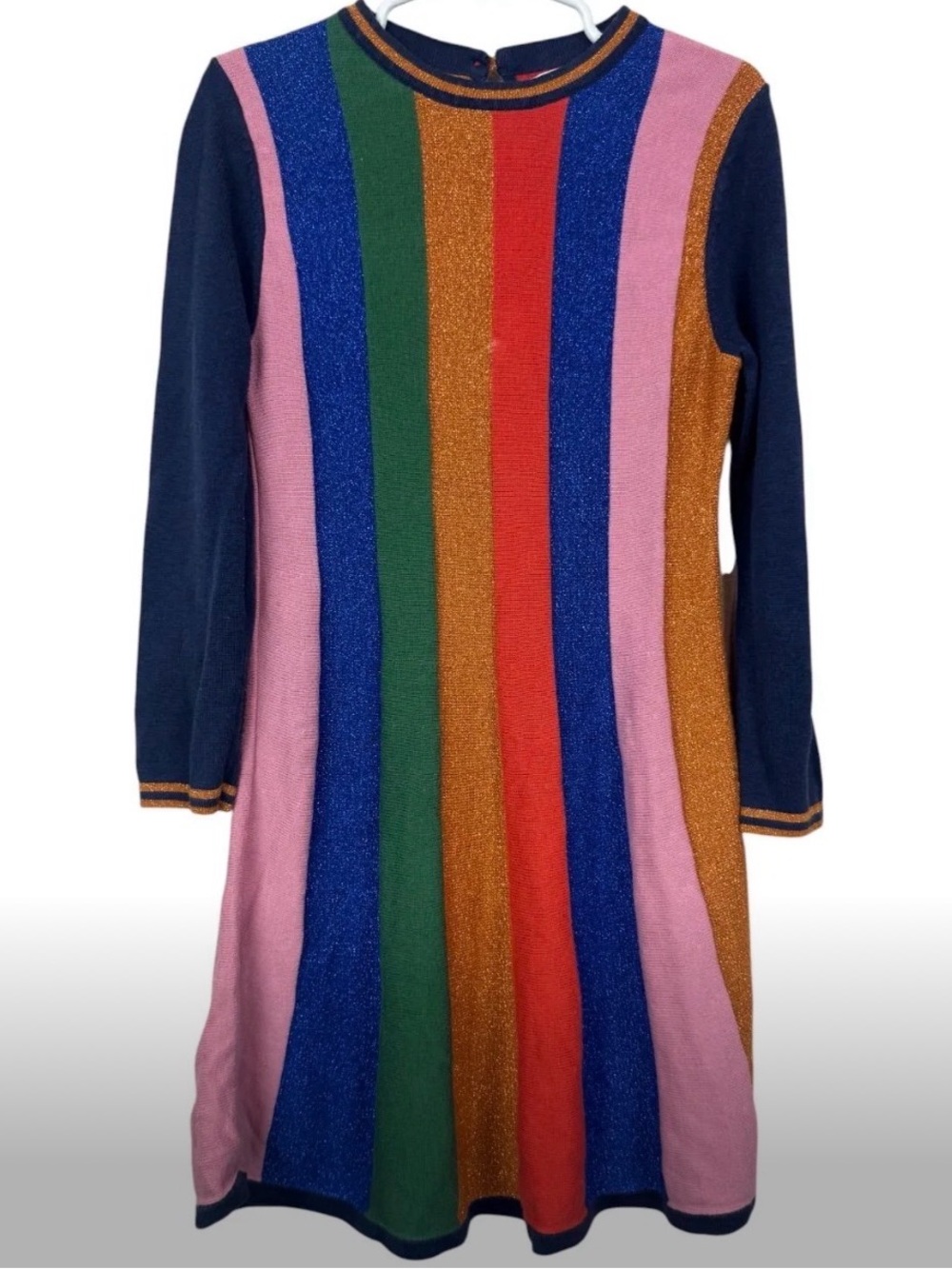 Mini Boden metallic Stripe Knitted Dress 6/7